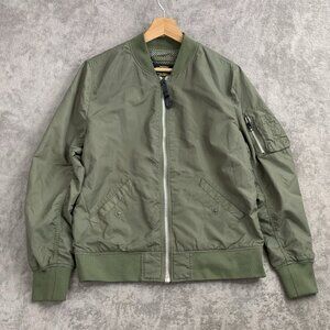 Alpha Industries Jacket Womens Medium MA-1 Bomber Flyer Full Zip Olive Green